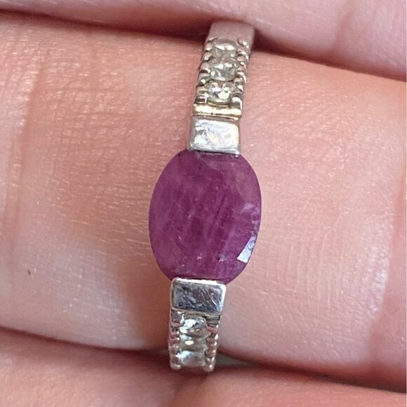 Ring Size 8 Pink Ruby CZ Sterling Silver 925 Women Semi-Precious Stone - Picture 1 of 10